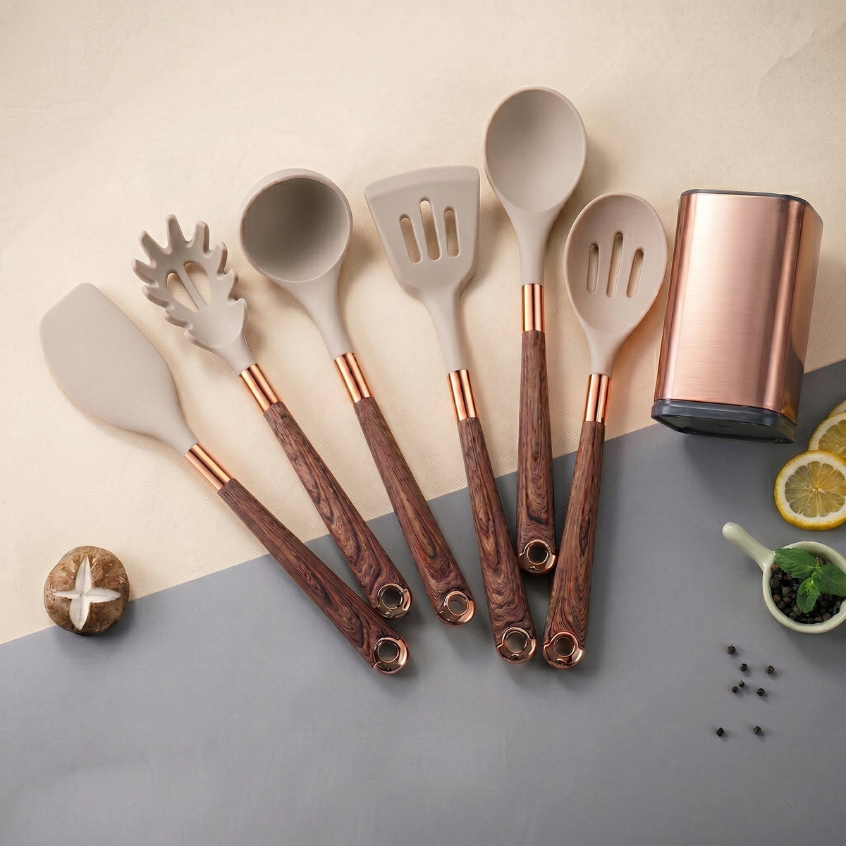 Non-Stick Kitchen Tool Set with 7 Pieces and Storage Stand