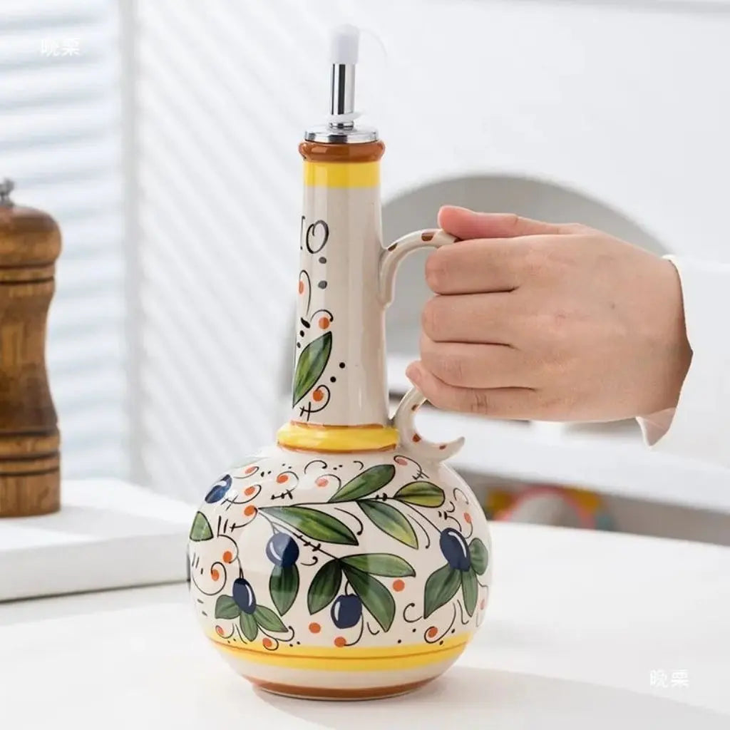 Charming Rustic Ceramic Oil & Vinegar Dispenser