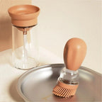 Oil Dispenser Bottle Push-Top Silicone Brush Glass Body