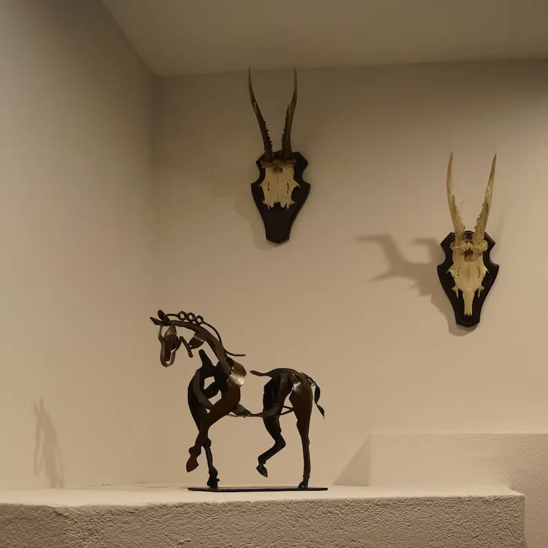 Horse Figurine Handcrafted Solid Metal Shelf & Mantel Decor