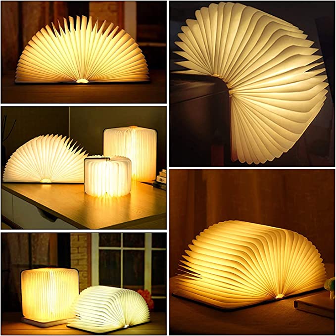 Warm Ambient Light LED Table Lamp – Folding Book Design