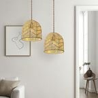 Rustic Chandelier with Handwoven Rope Pendant Shade