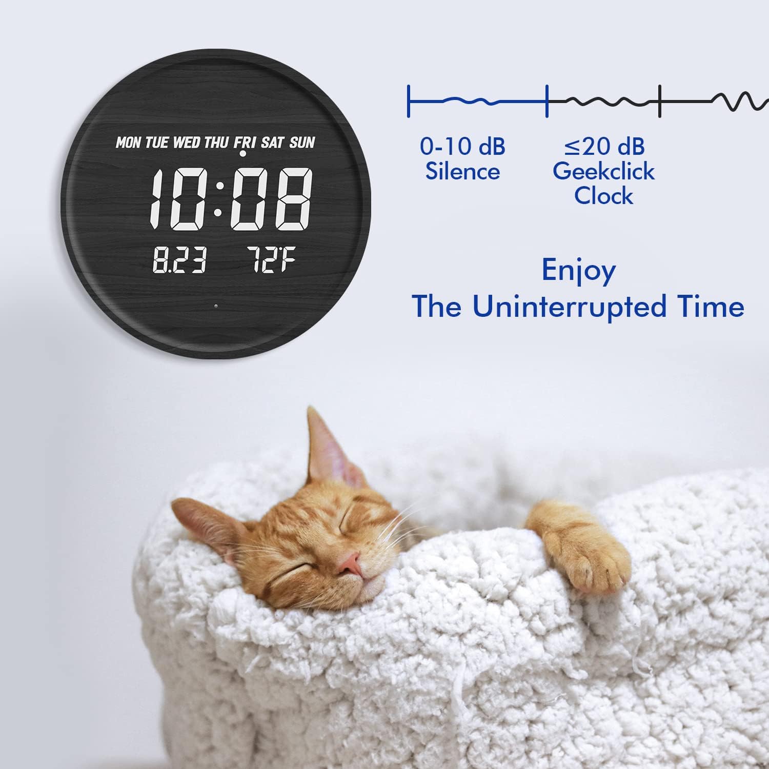 LED Display Digital Wall Clock with USB Power – Scandinavian Style