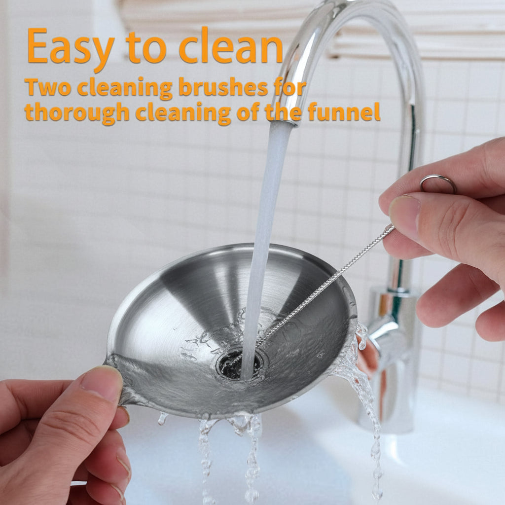 3-Piece Stainless Steel Funnel Set for Kitchen Bottles and Spices