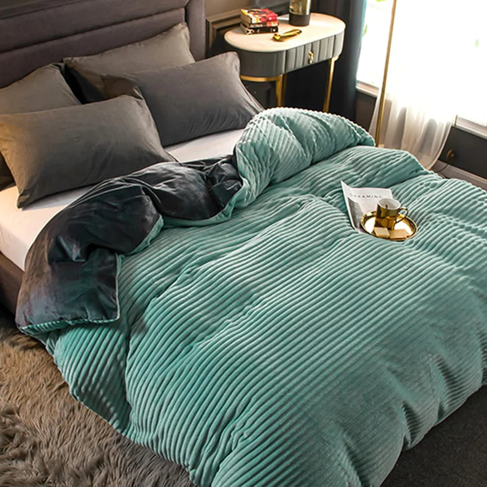 Winter Bedspread with Plush Duvet Cover Set