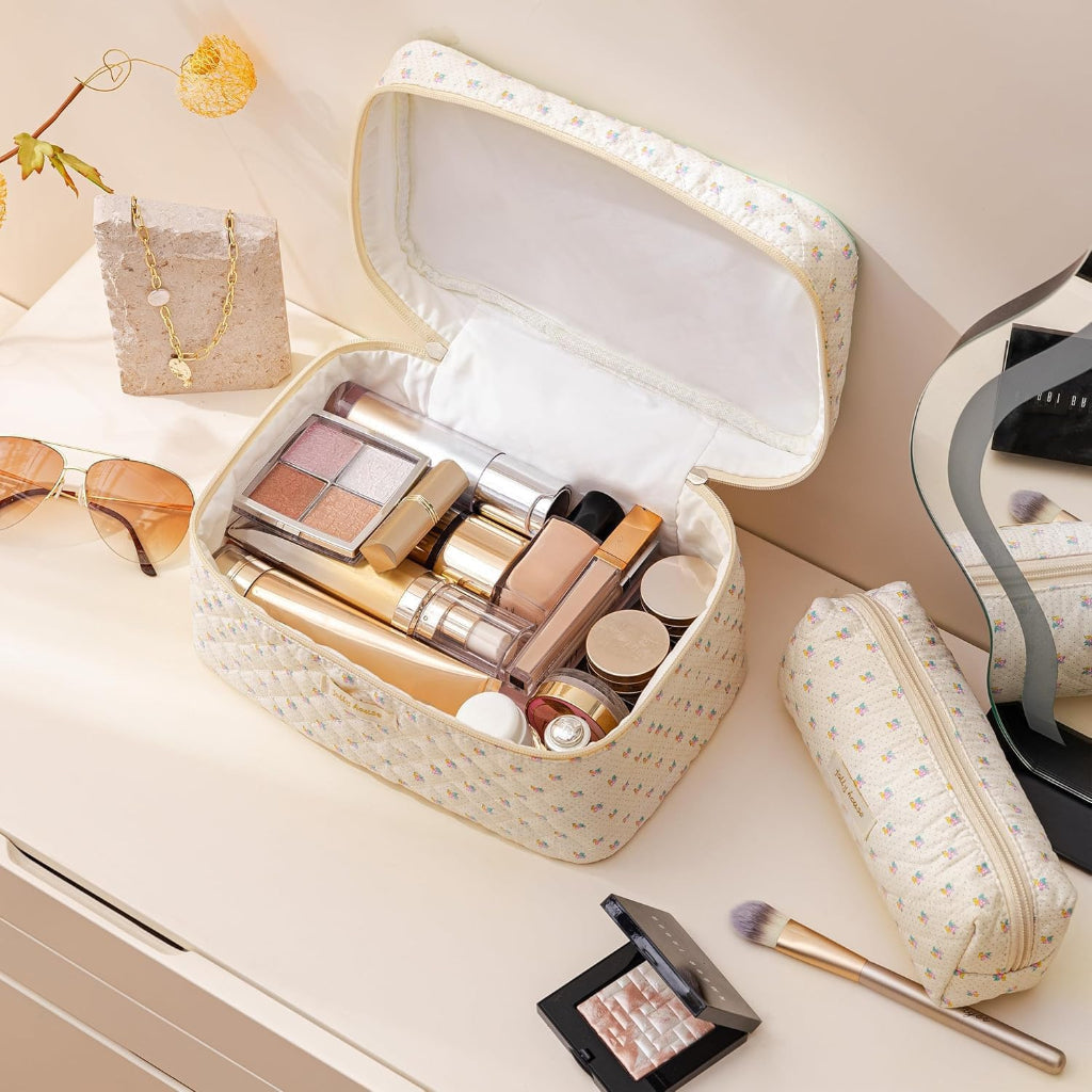 Floral Cotton Cosmetic Case for Travel – Mother's Day Gift