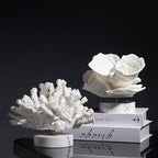 Ocean Harmony Coral Art with Marble Stand - Elegant Resin Decor