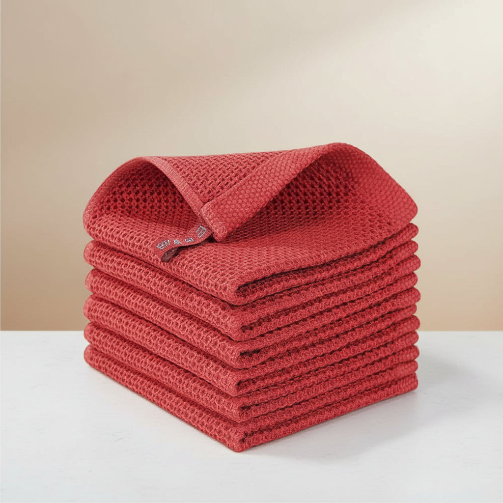 Absorbent Honeycomb Waffle Weave Cotton Dish Cloths Set