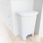 White 13-Gallon Kitchen Trash Bin with Step Pedal and Odor Control