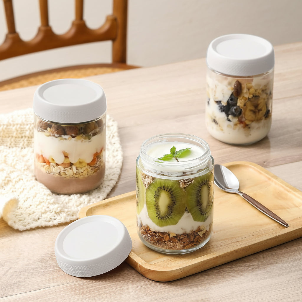 Airtight Stackable Kitchen Containers Set - Glass Food Storage Jars