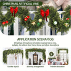 Artificial Green Christmas Garland for Mantle and Stair Decoration