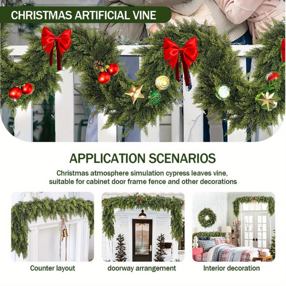 Artificial Green Christmas Garland for Mantle and Stair Decoration