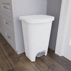 White 13-Gallon Kitchen Trash Bin with Step Pedal and Odor Control