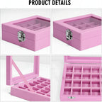 Velvet Jewelry Storage Box with Glass Lid - Mother's Day Gift Tray
