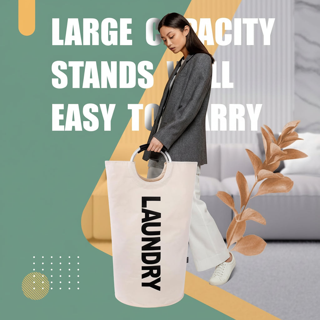 Foldable Waterproof Fabric Basket for Laundry - Large Size