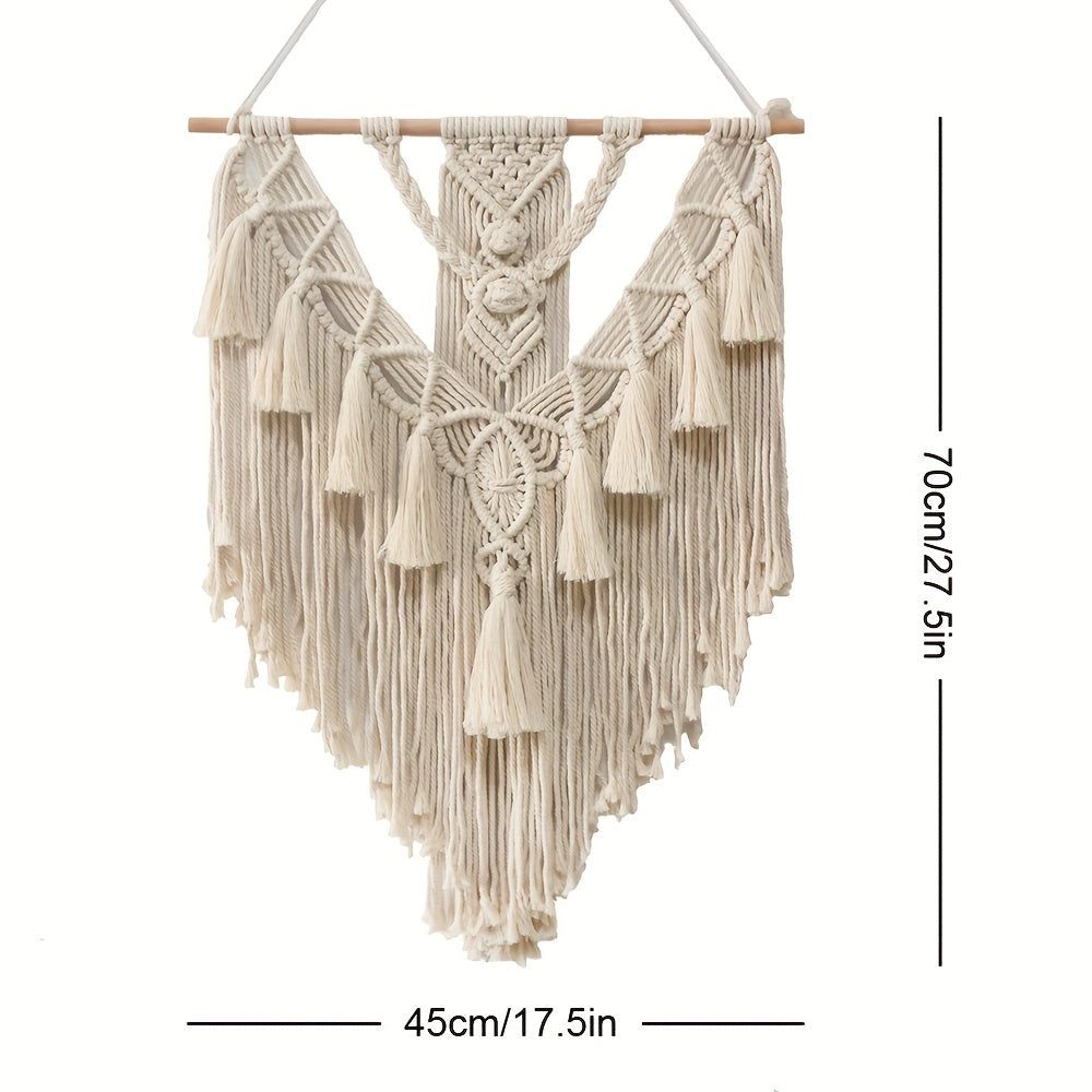 Handwoven Tapestry Wall Decor in Bohemian Macrame Style