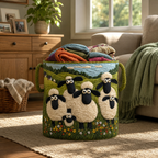 Quilted Cotton-Polyester Foldable Storage Basket