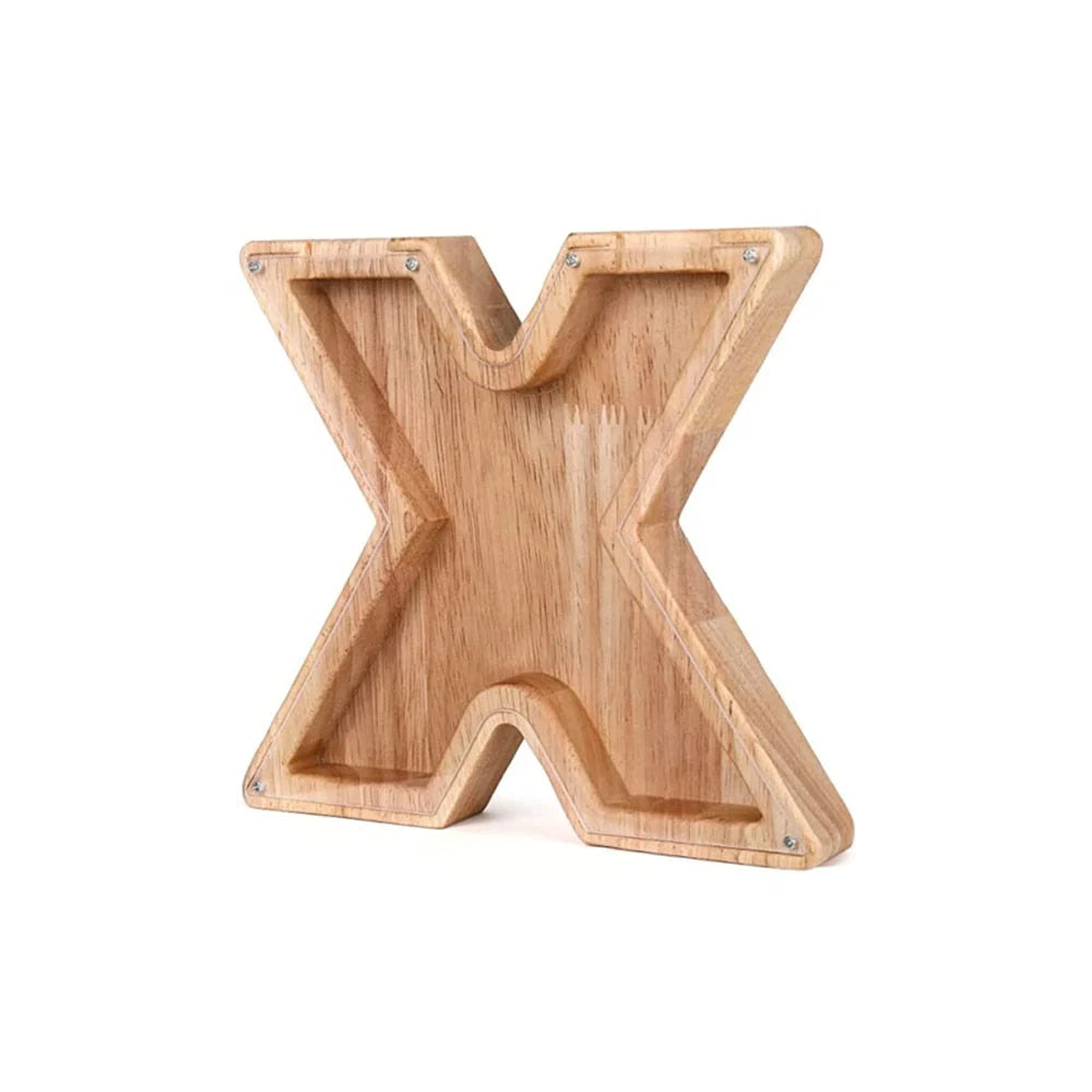 Piggy Bank Personalized Letter Sustainable Wood & Acrylic