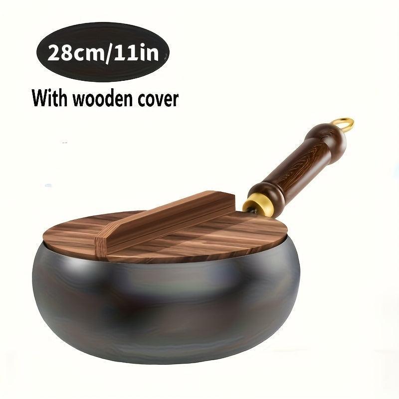 Stalwart Cast Iron Deep Frying Pan with Lid for Versatile Cooking
