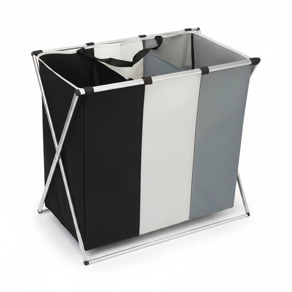 Foldable Aluminum Frame Laundry Sorter (3 Removable Bags)