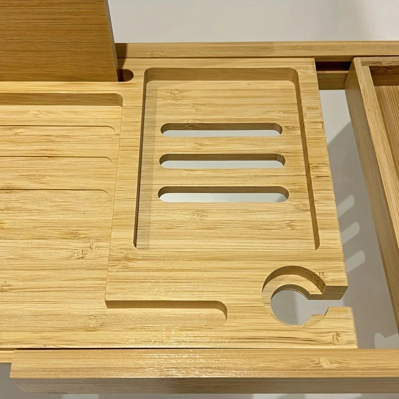 Bathtub Tray Adjustable Bamboo Book & Drink Holder