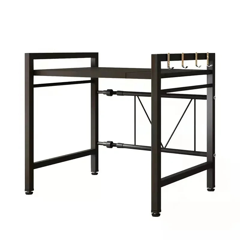 Kitchen Storage Rack Retractable Double Layer Carbon Steel