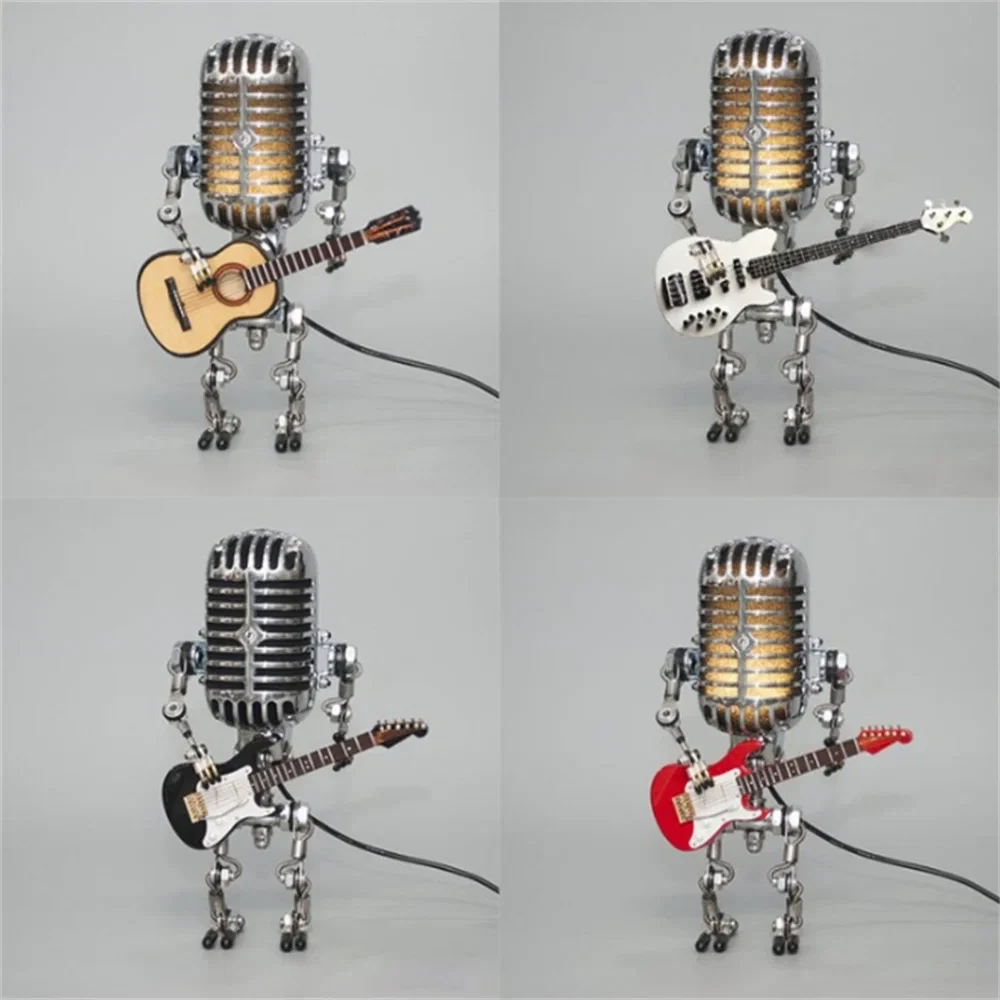 Table Lamp Retro Microphone & Guitar Warm Glow