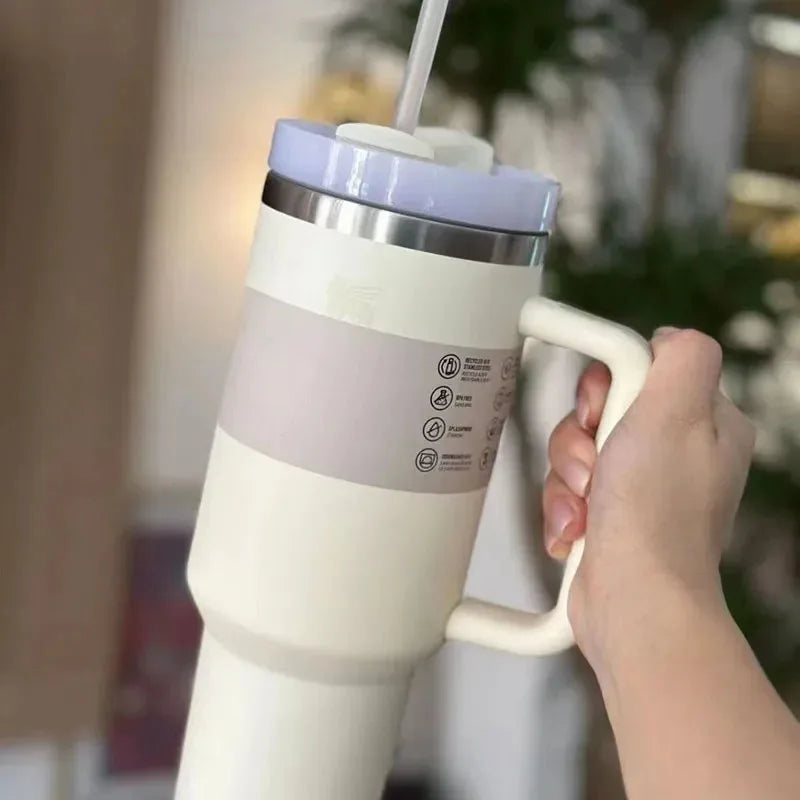 Insulated Tumbler 1.2L Stainless Steel Handle Lid