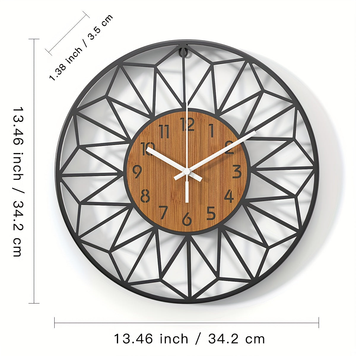 Contemporary Wall Clock with Wooden Grain Center Accent