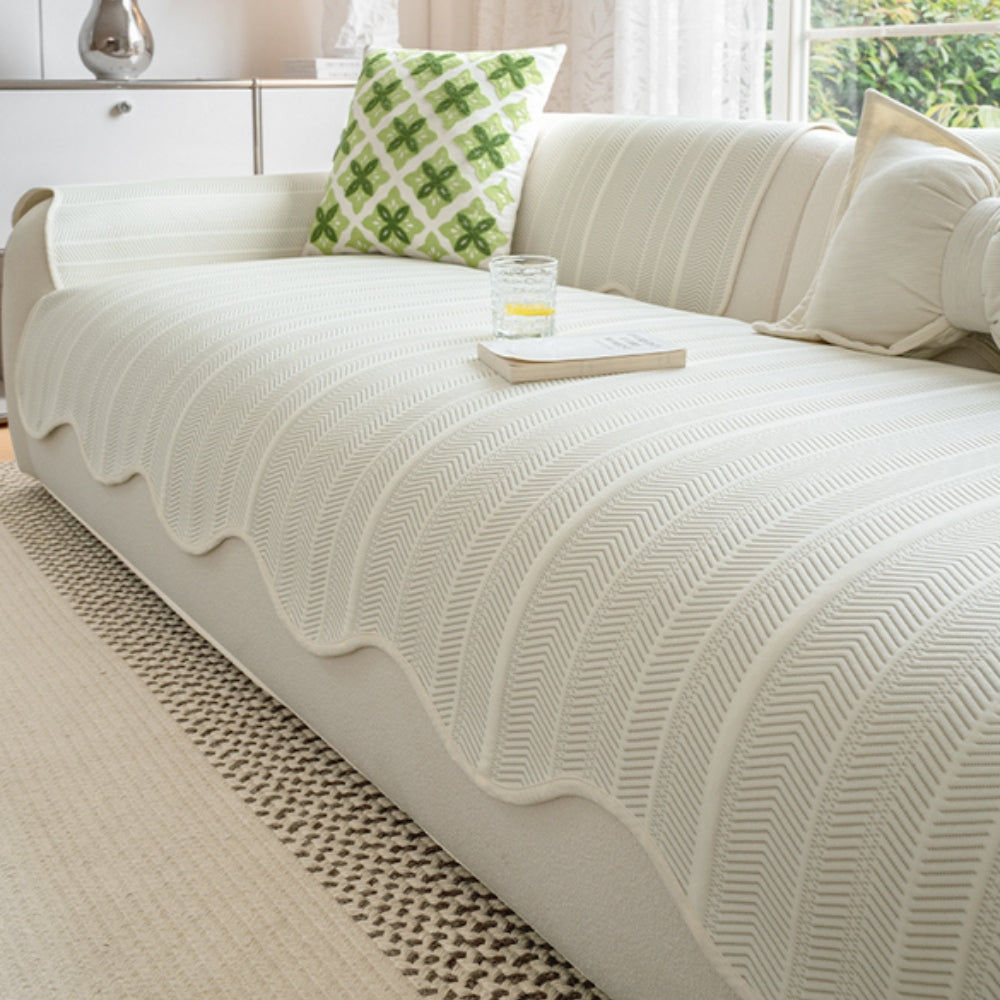 Machine Washable Durable Microfiber Herringbone Sofa Cover (Versatile Fit)