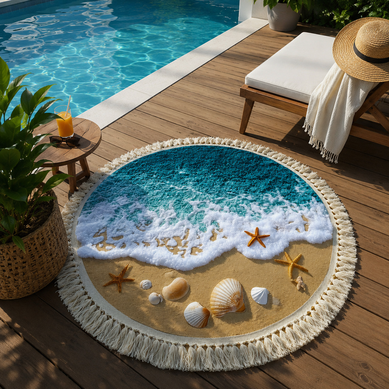 Quick-Drying Low-Sand Round Beach Towel (150 cm)