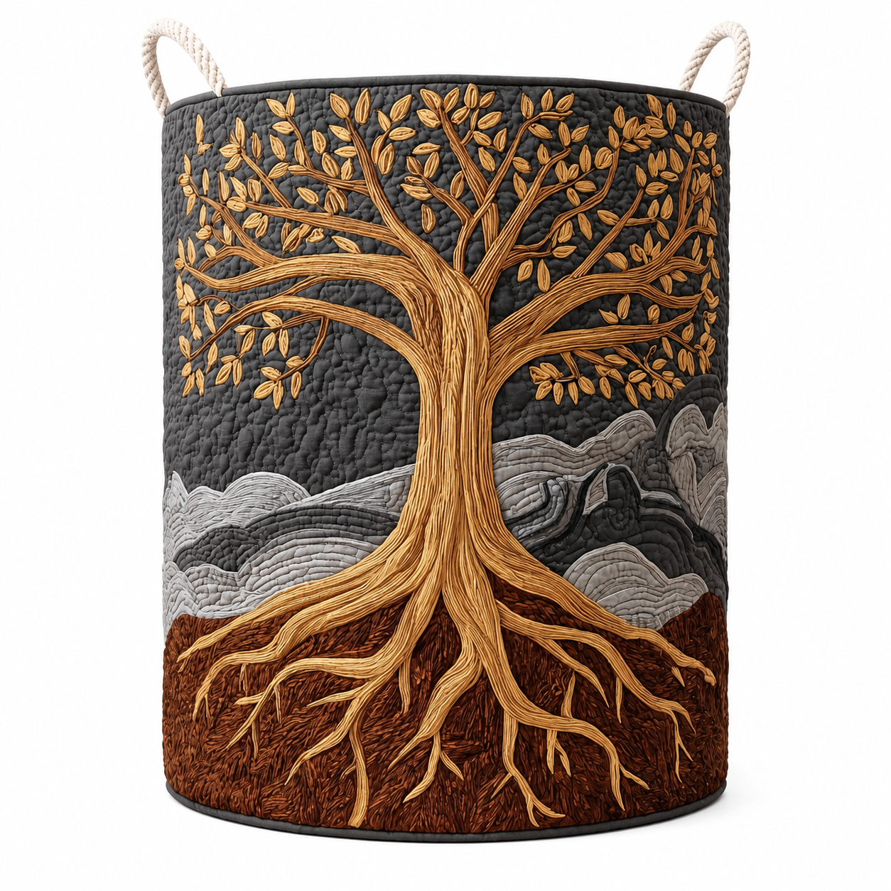 Quilted Cotton-Polyester Self-Standing & Foldable Laundry Basket