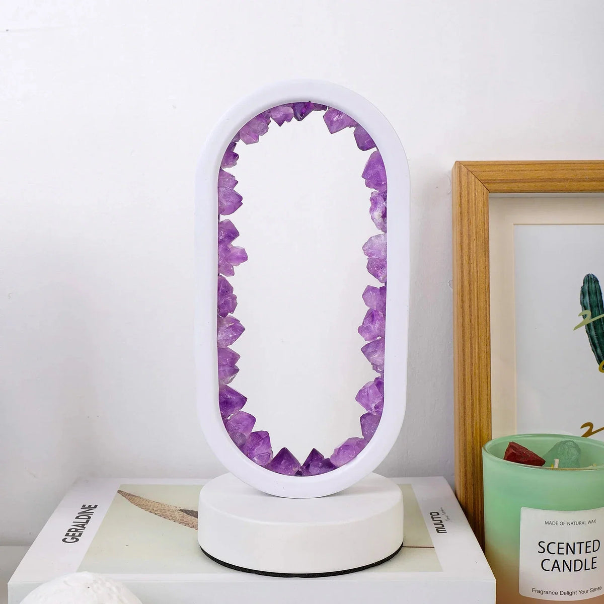 Crystal Lamp Handcrafted Natural Amethyst Ambient Light