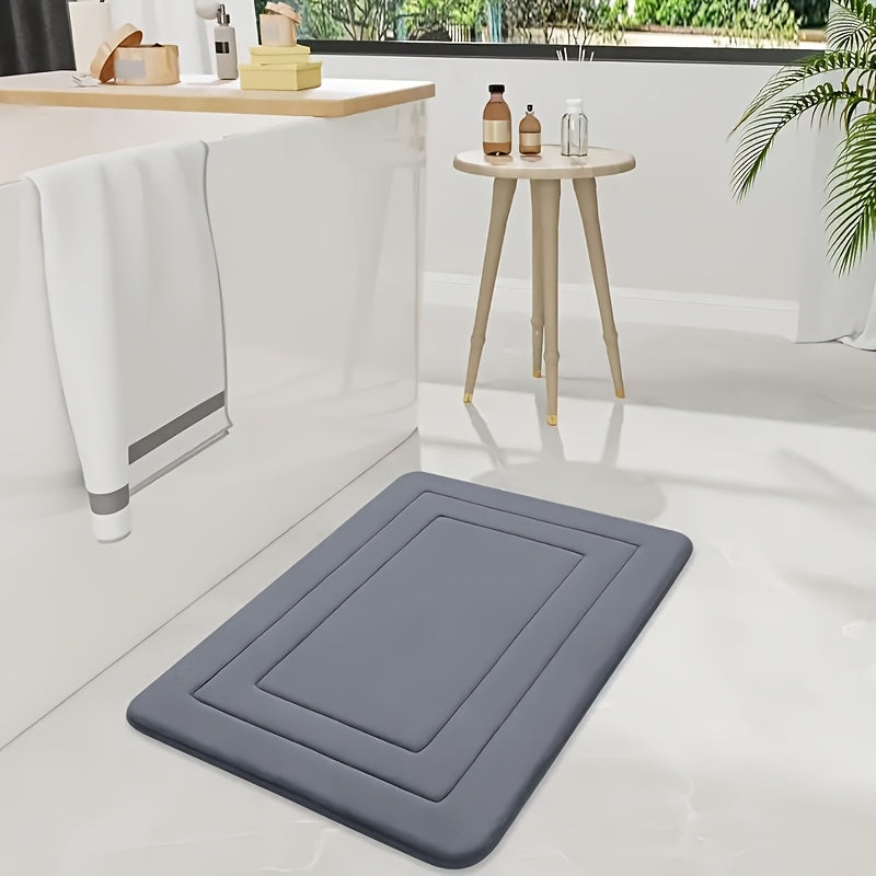Absorbent Coral Fleece & Non-Slip Bath Mat (Elongated)