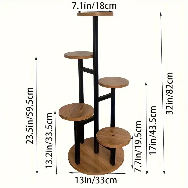 Wooden 6-Tier Round Plant Display Stand