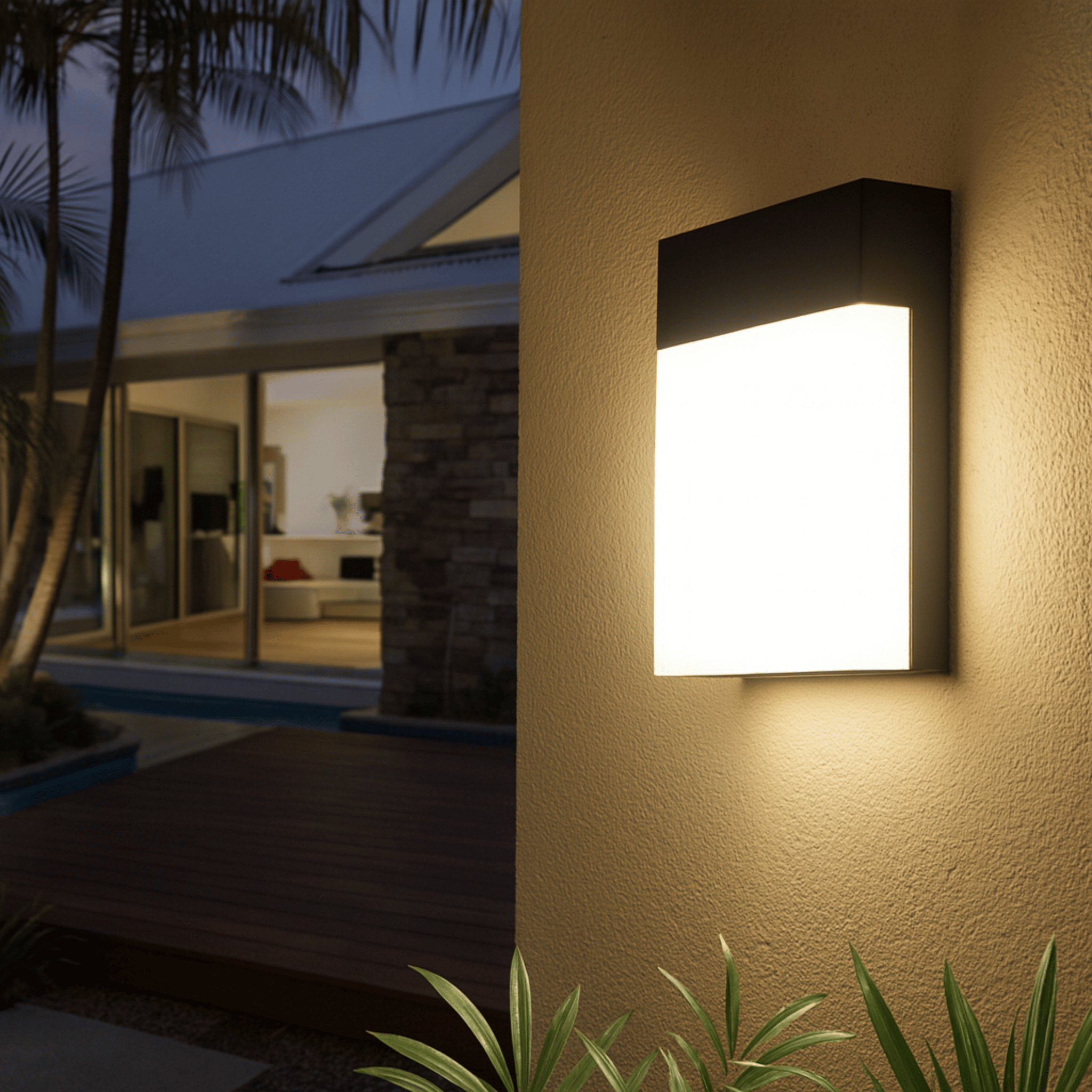 Motion Sensor Outdoor Wall Light with Flat Panel Design