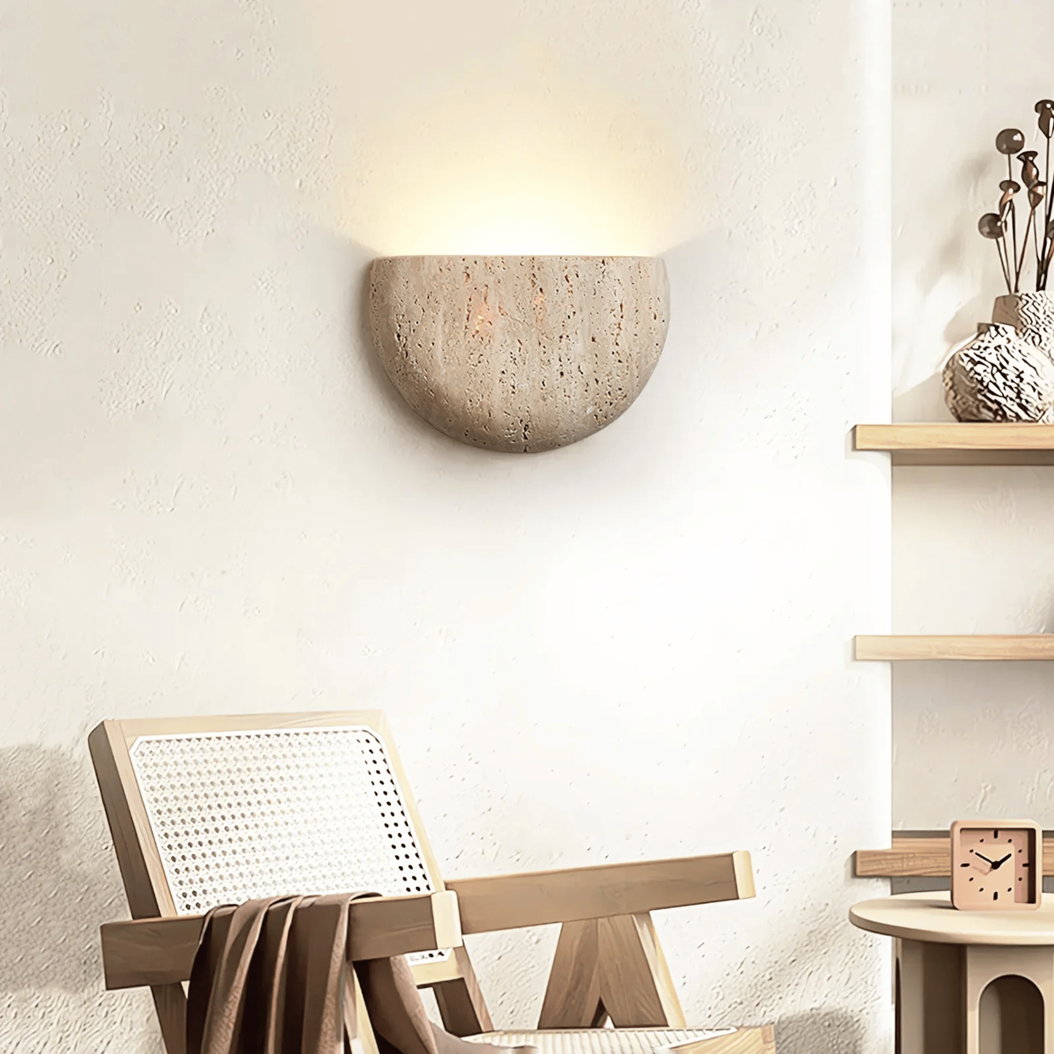 Soft Ambient Light Stone Wall Sconce for Wabi Sabi Decor