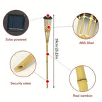 Solar Garden Lanterns - 12-LED Bamboo Flame Lights (Set of 2)