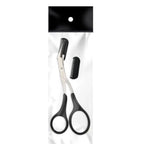 Eyebrow Scissors Precision Comb Ergonomic Grip Stainless Steel Blades