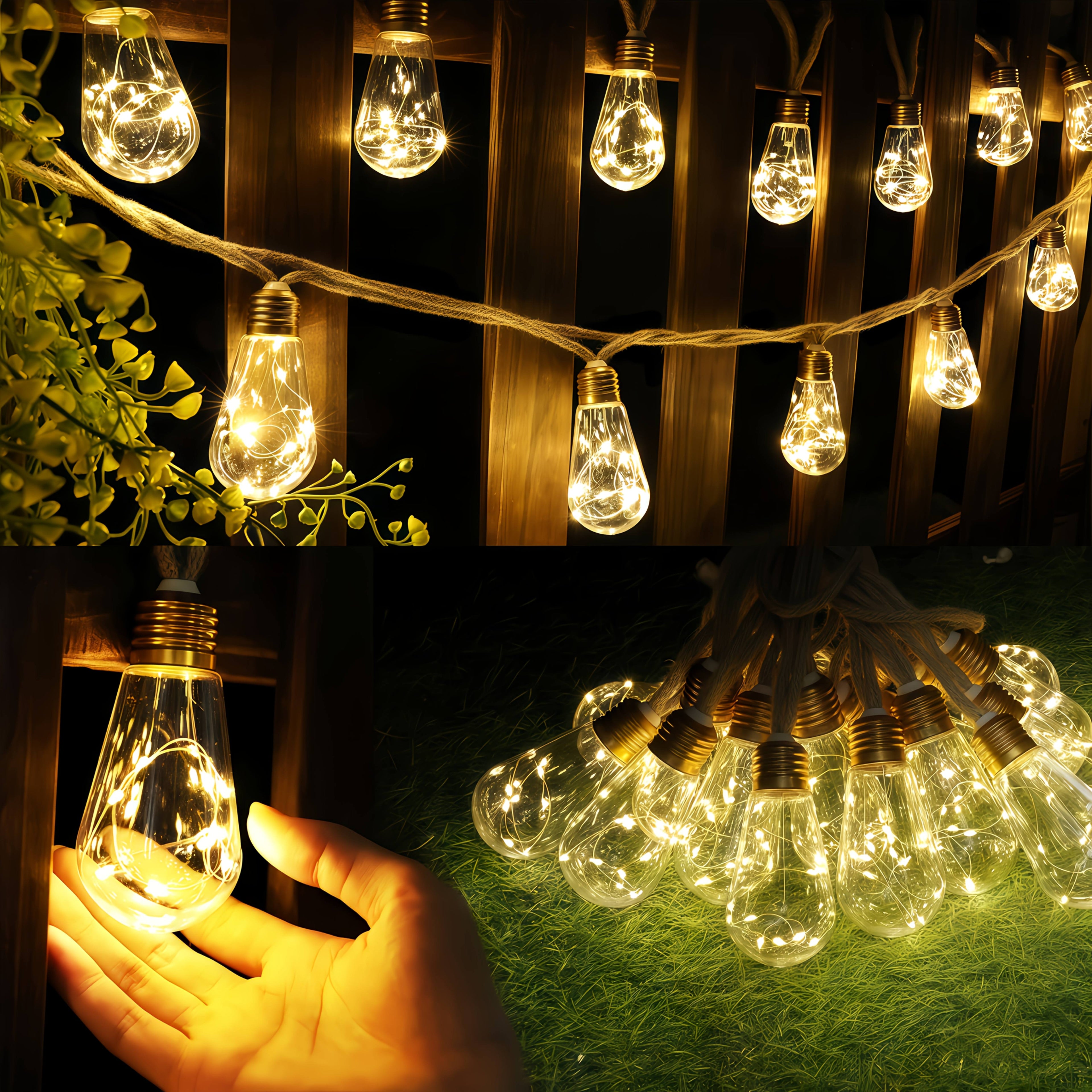 Solar-Powered Metal Outdoor String Lights (8 Modes)