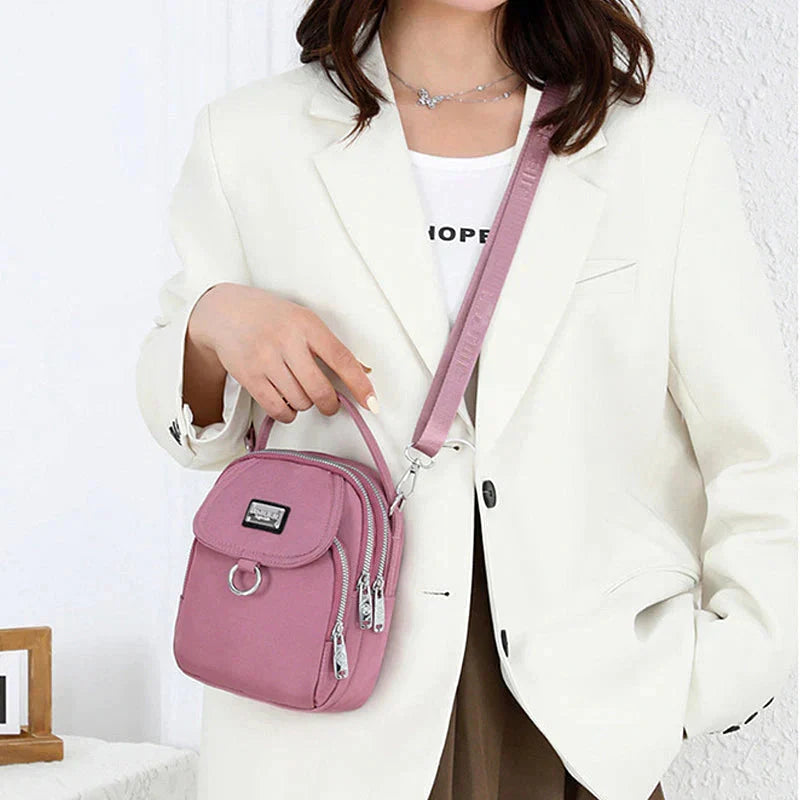 Handbag Ample Storage Multiple Zip Pockets Removable Strap