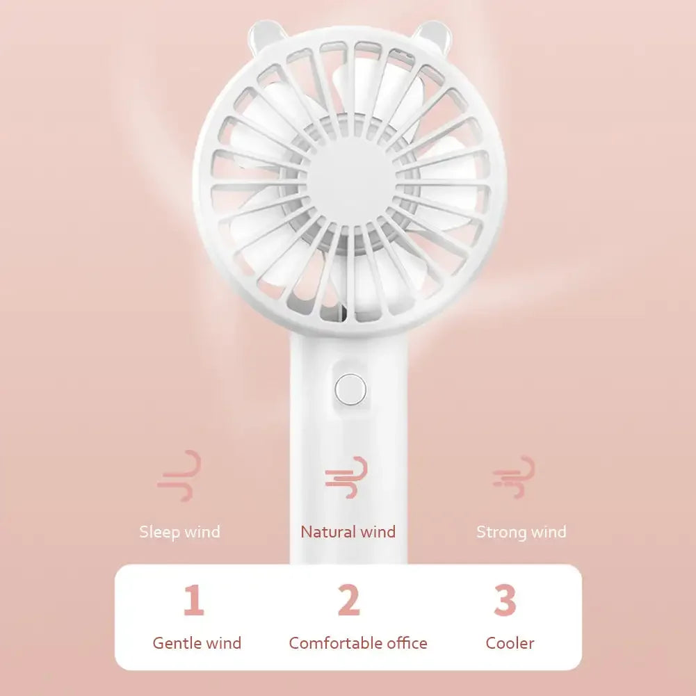 Mini Hand Fan USB Rechargeable 3 Speeds Quiet Operation