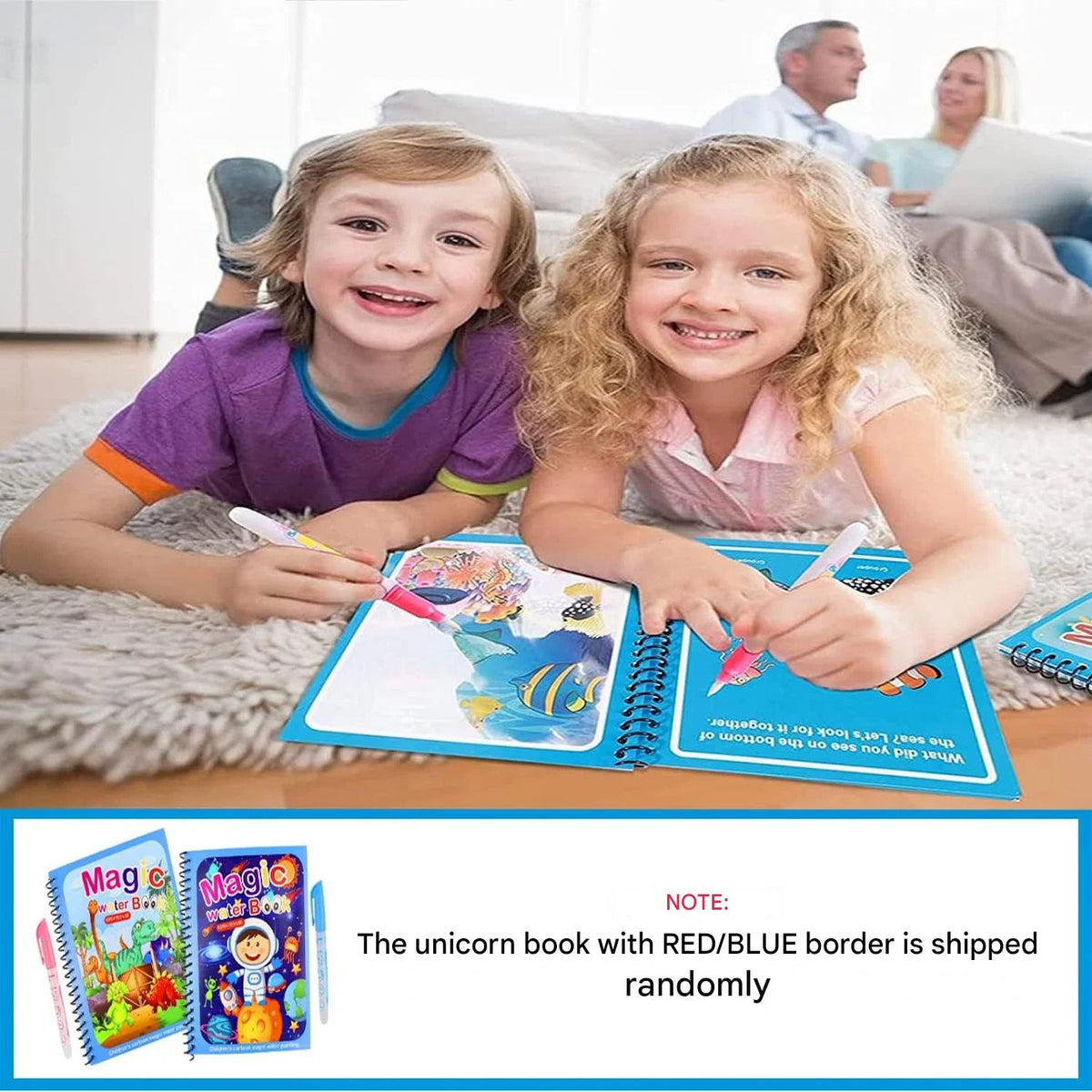 Water Coloring Book Set Reusable & Mess-Free 4 Books
