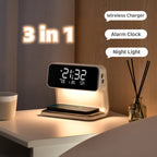 3-in-1 Touch Lamp with Alarm Clock and Wireless Charging Station