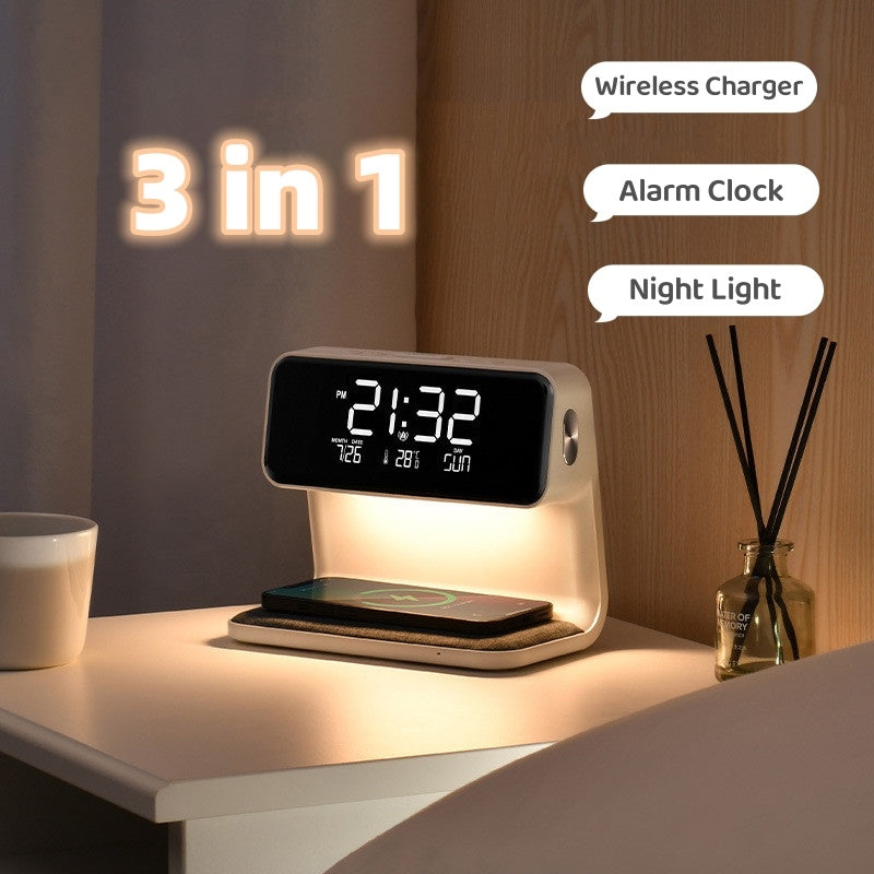 3-in-1 Touch Lamp with Alarm Clock and Wireless Charging Station