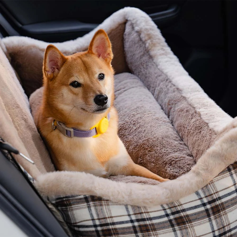 Dog Car Seat Plush Non-Slip Base & Adjustable Straps