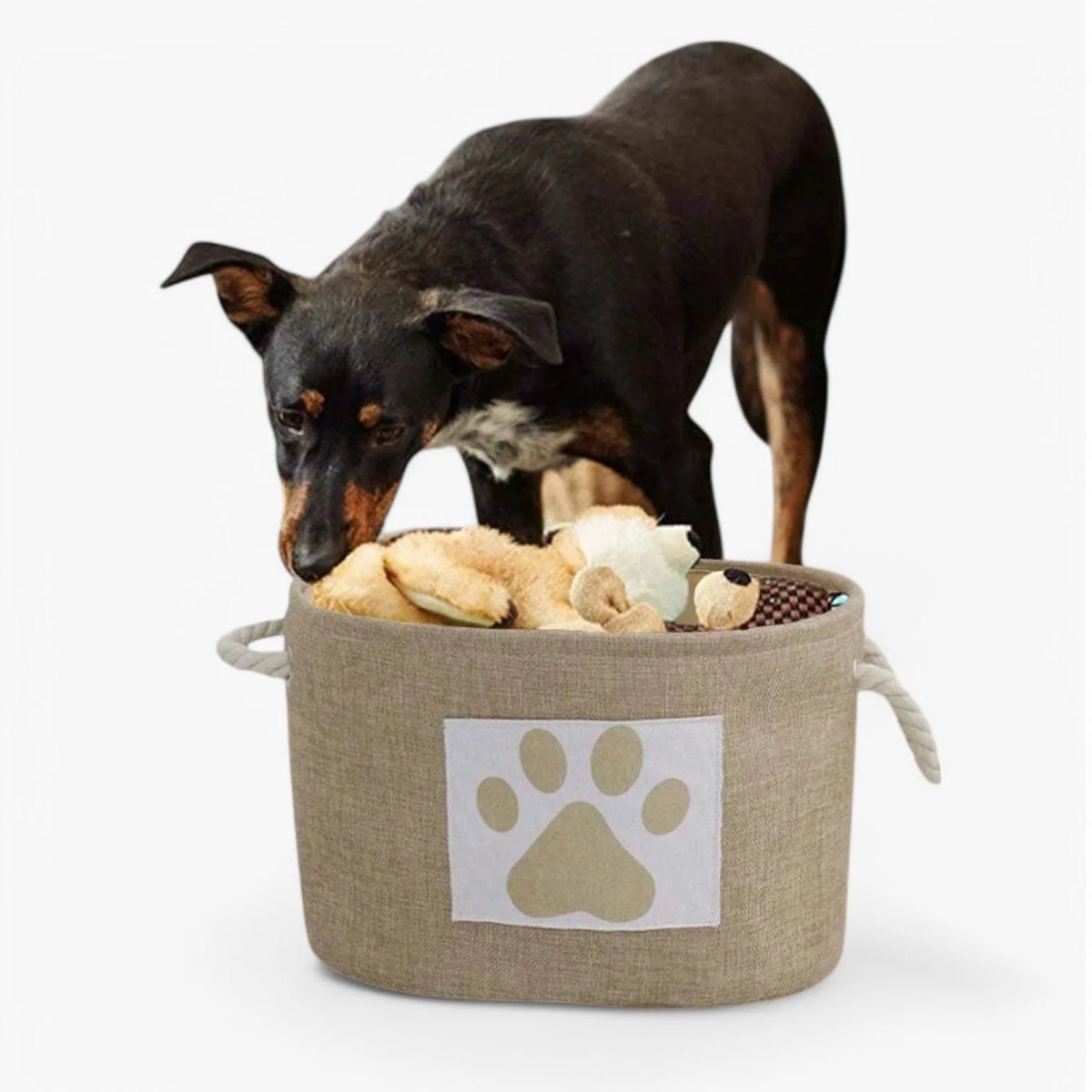 Dog Toy Basket Foldable Cotton Rope Handle
