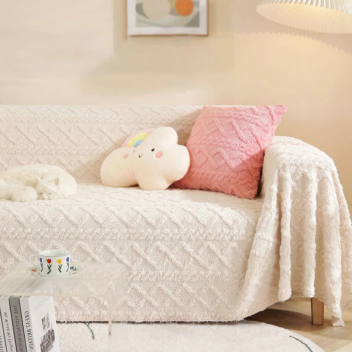 Couch Cover with Waffle Texture - Warm Sherpa Comfort