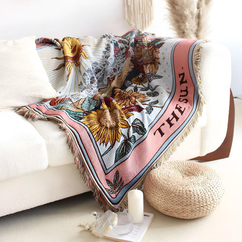 Boho Sun Design Throw Blanket for Comfort and Style