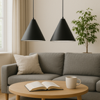 Contemporary Black Cone-Shaped Hanging Light Fixture